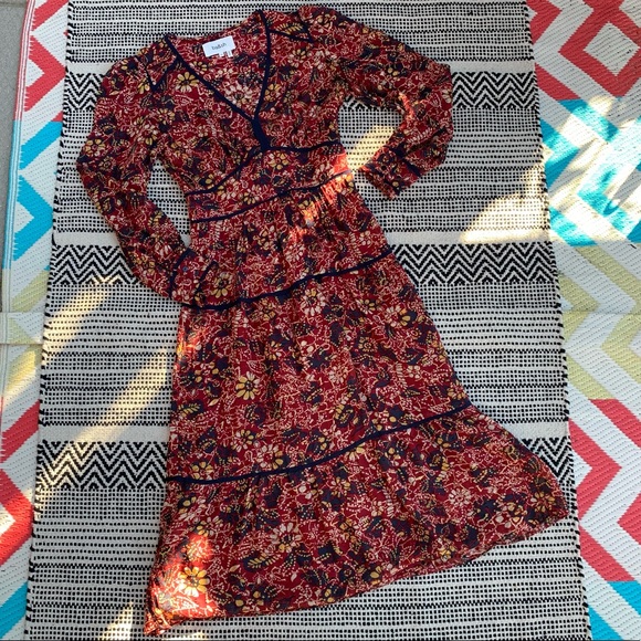 ba&sh Gigi Midi Long Sleeve Floral Dress size XS - Picture 3 of 7